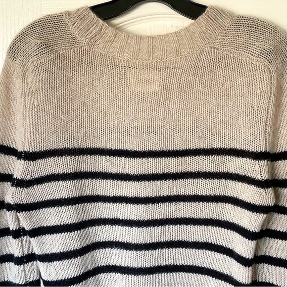 KHAITE Tilda Striped Cashmere Sweater Ribbed Fisherman Ecru Black Small EUC - Picture 7 of 12